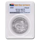 2020 South Africa 1 oz Silver Krugerrand MS-70 PCGS (First Day) 2020 South Africa 1 oz Silver Krugerrand MS-70 PCGS (First Day)
